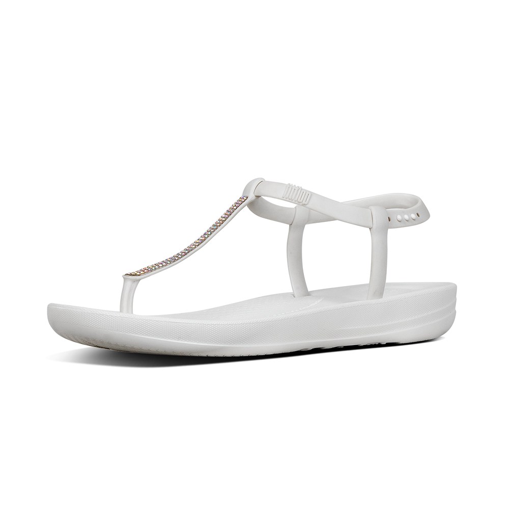Fitflop Womens Sandals - Iqushion Splash Sparkle Back-strap - White - 250-MCBNJW